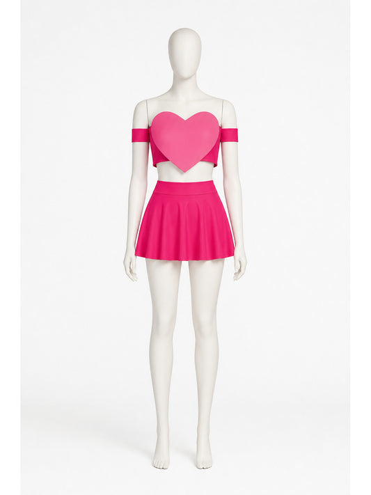 Off-the-Shoulder Crop Top and Heart Skirt Set main product view