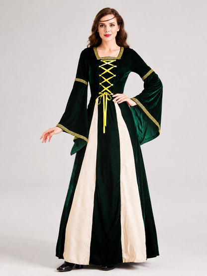 Lace-Up Costume Dress with Gold-Tone Trim on-model view