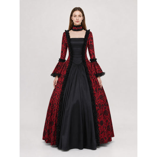 Long Gothic Victorian-Style Dress on-model view