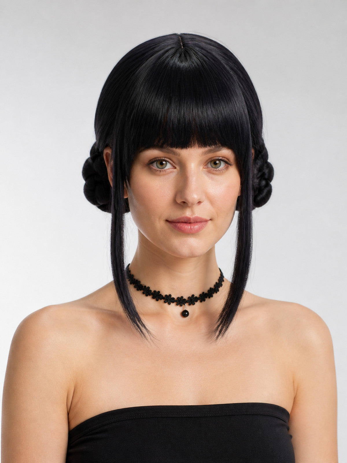 Black Carnival Wig with Two Buns for Cosplay main product view