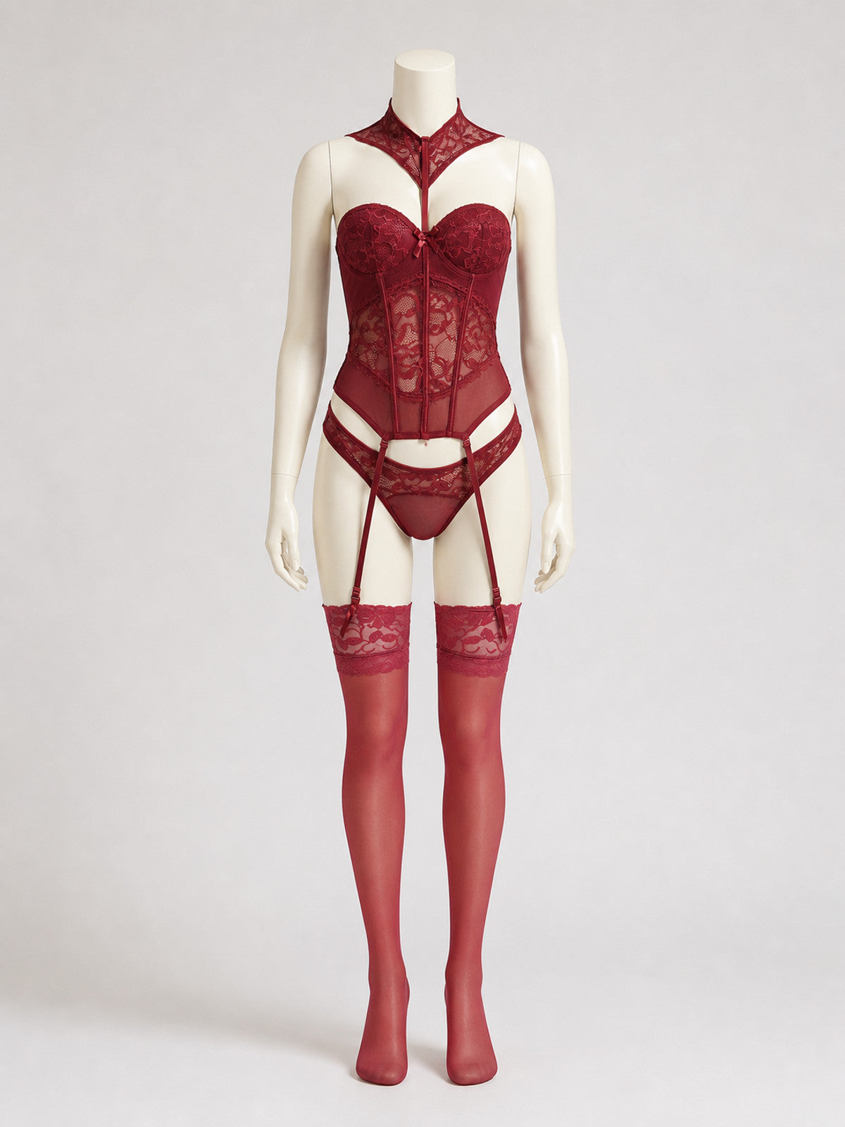 Lace Erotic Set with Bow and Garters main product view