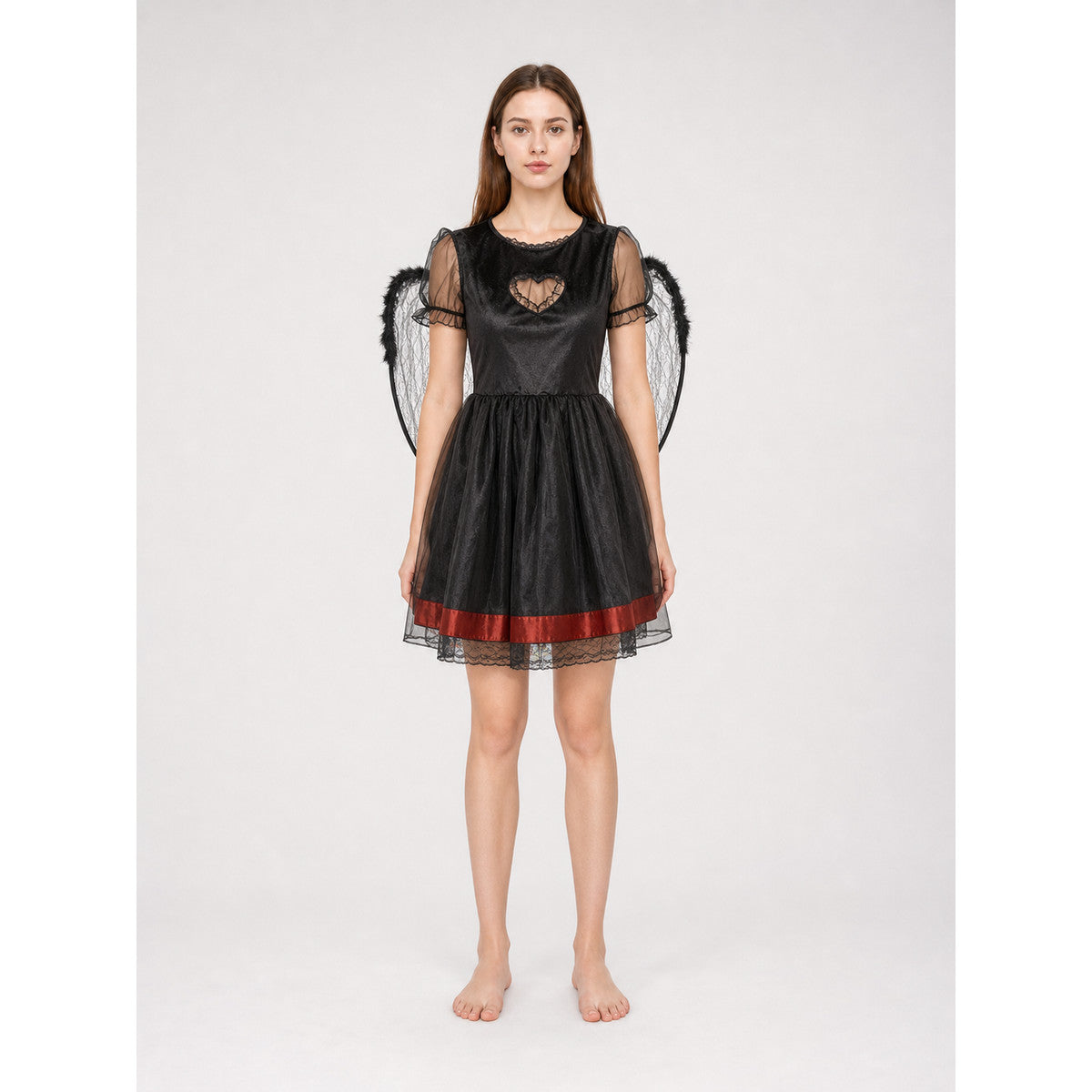 Black Demon Costume Dress with Horned Headband