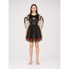 Black Demon Costume Dress with Horned Headband