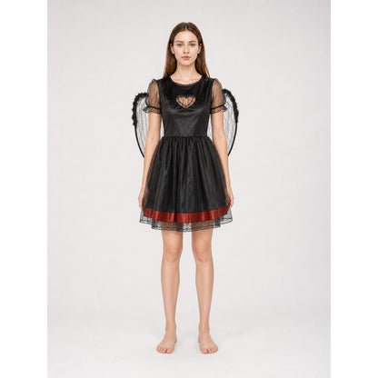 Black Demon Costume Dress with Horned Headband