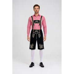 Bavarian costume set with shirt, shorts, and suspenders