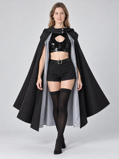 Vampire Costume with Black Cape and Fangs