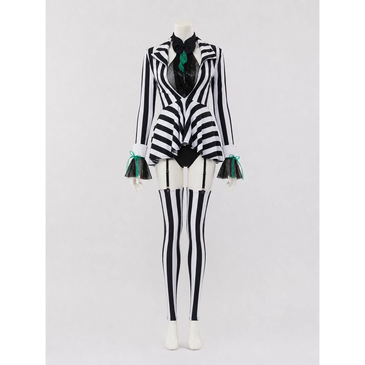 Striped Clown Costume with Skirt for Halloween front view