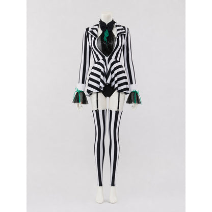 Striped Clown Costume with Skirt for Halloween front view