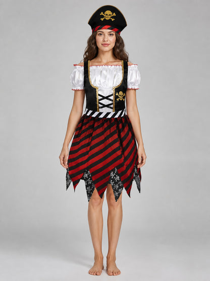 Pirate Costume Dress with Hat front view