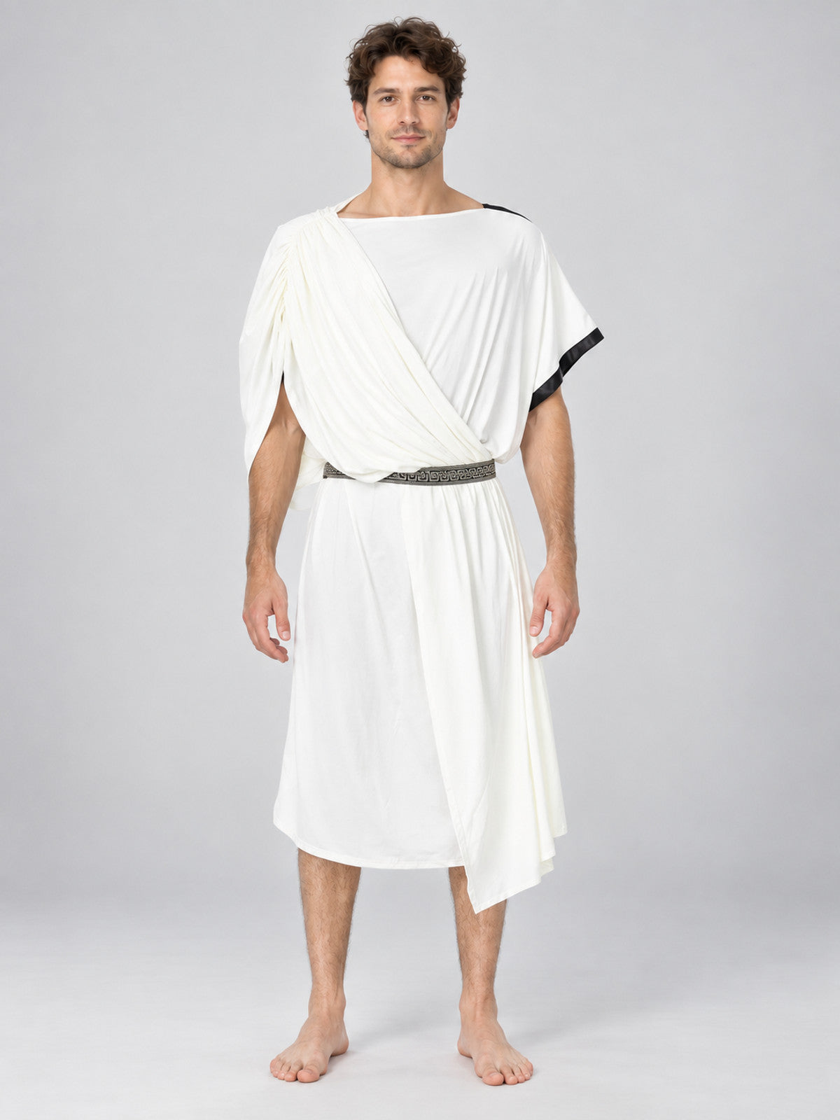 White tunic-style costume with belt and meander