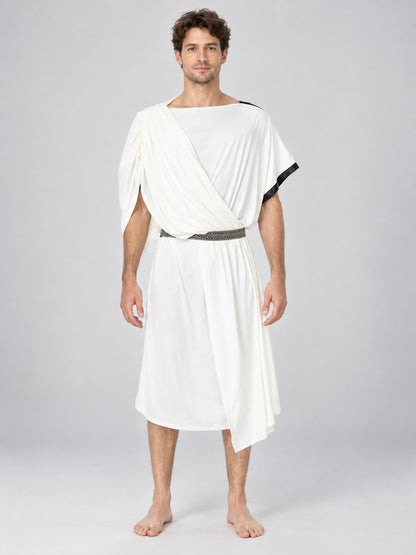 White tunic-style costume with belt and meander