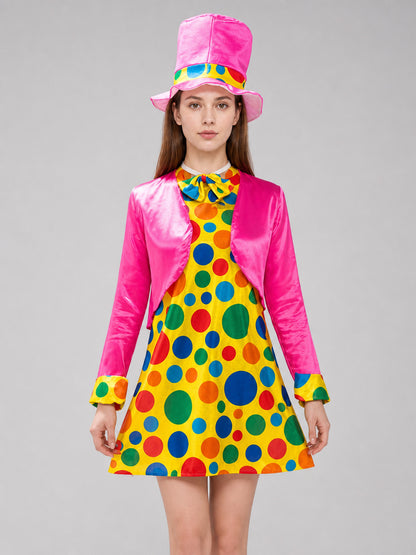 Clown Costume with Dress and Top Hat front view