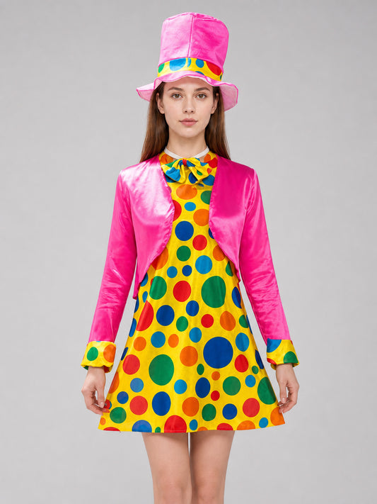 Clown Costume with Dress and Top Hat front view