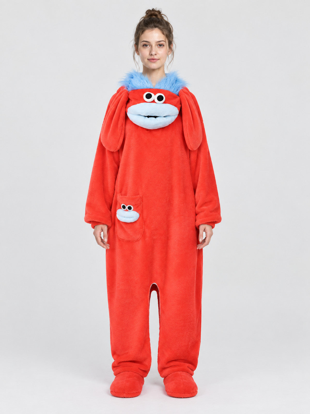 Insulated Pajama Jumpsuit with Cartoon Face