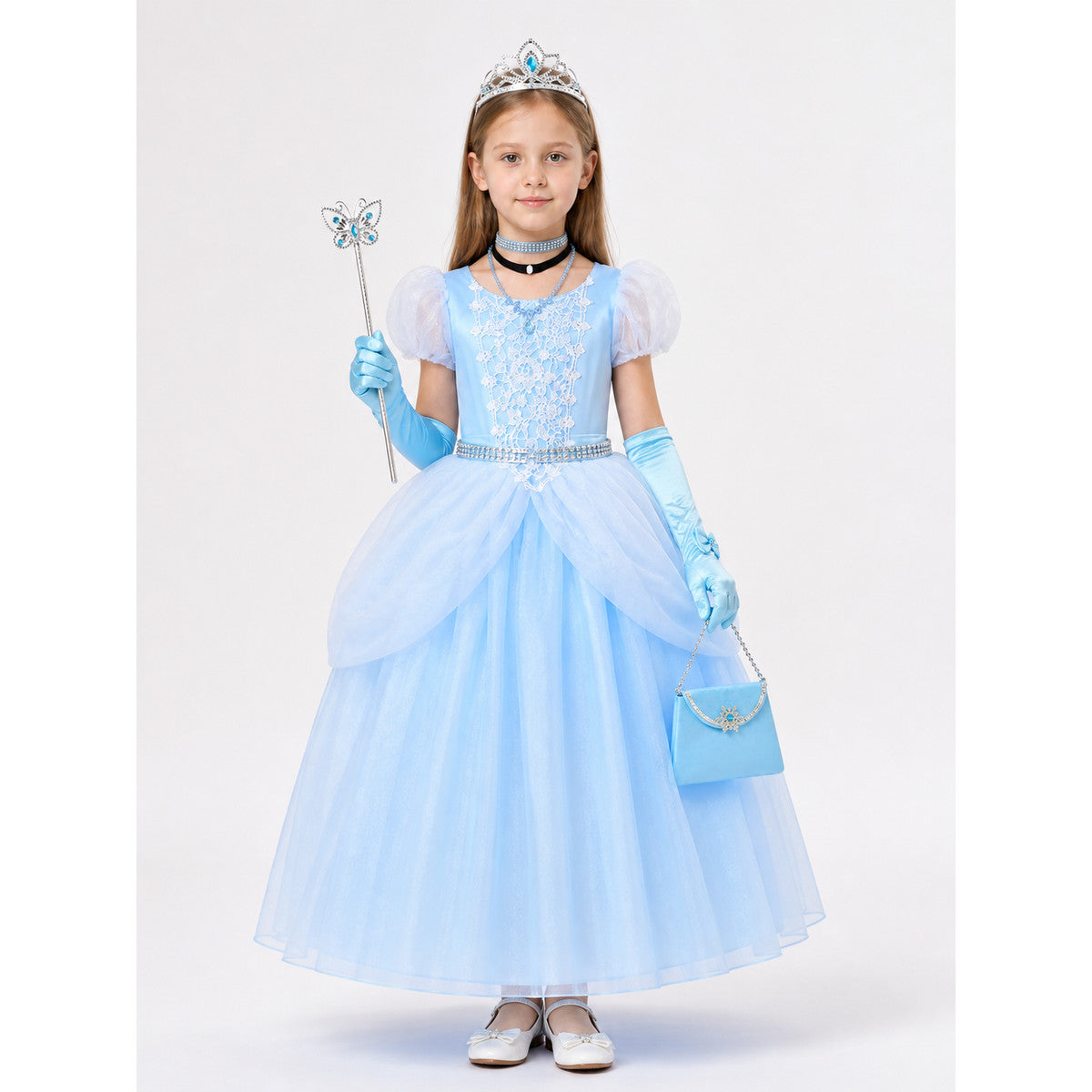 Princess Costume in a Blue Dress for Halloween main product view