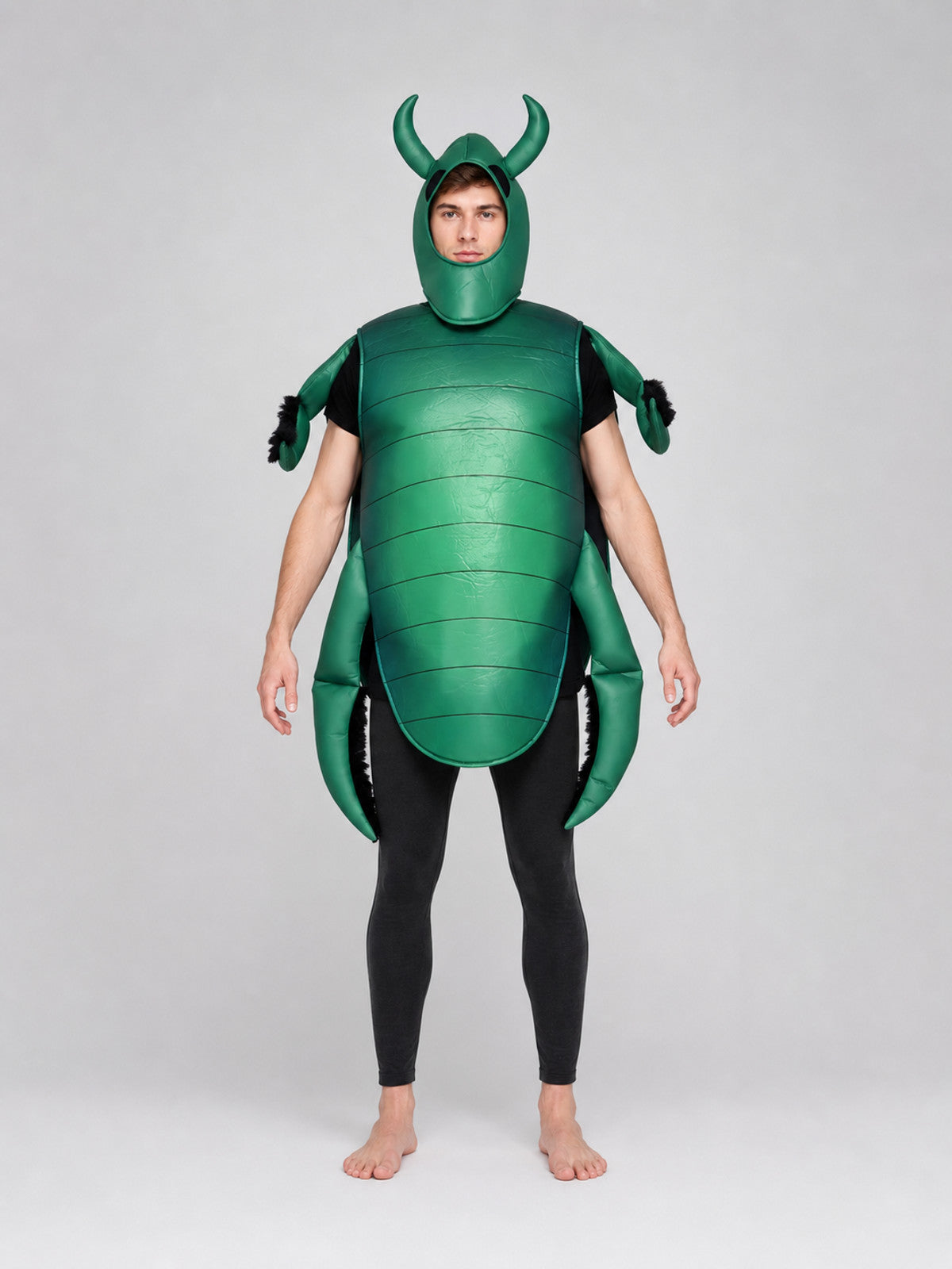 The beetle costume is designed as a full insect silhouette with a large front view
