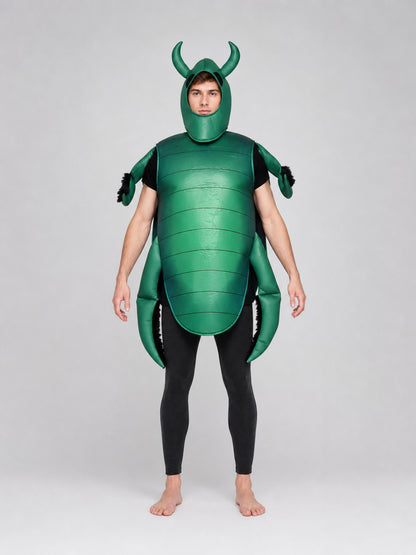 The beetle costume is designed as a full insect silhouette with a large front view
