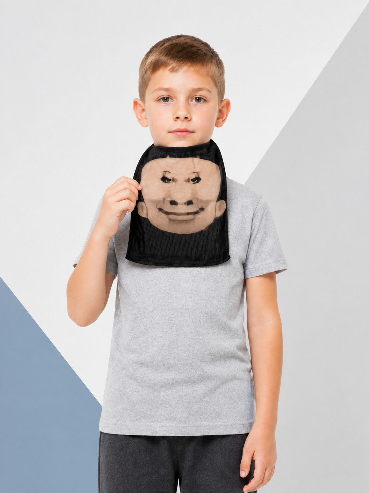 Flesh-Tone Carnival Mask with Black Hair