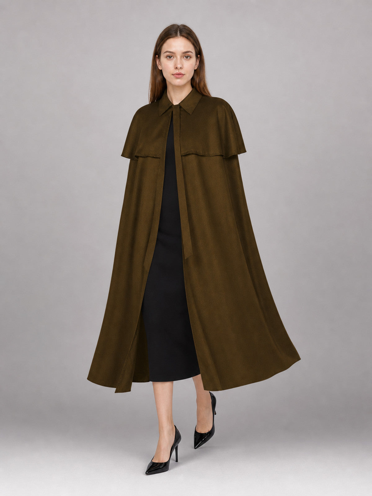 Brown Medieval Costume Cloak front view