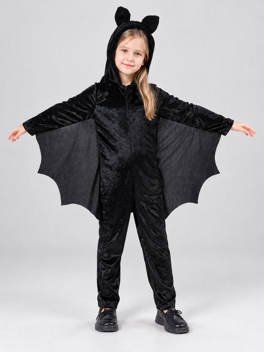 Kids' Black Bat Carnival Costume with Hood