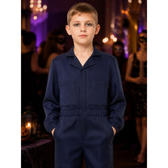 Michael Myers Jumpsuit Costume, Adult Navy Blue Workwear with Chest Pockets