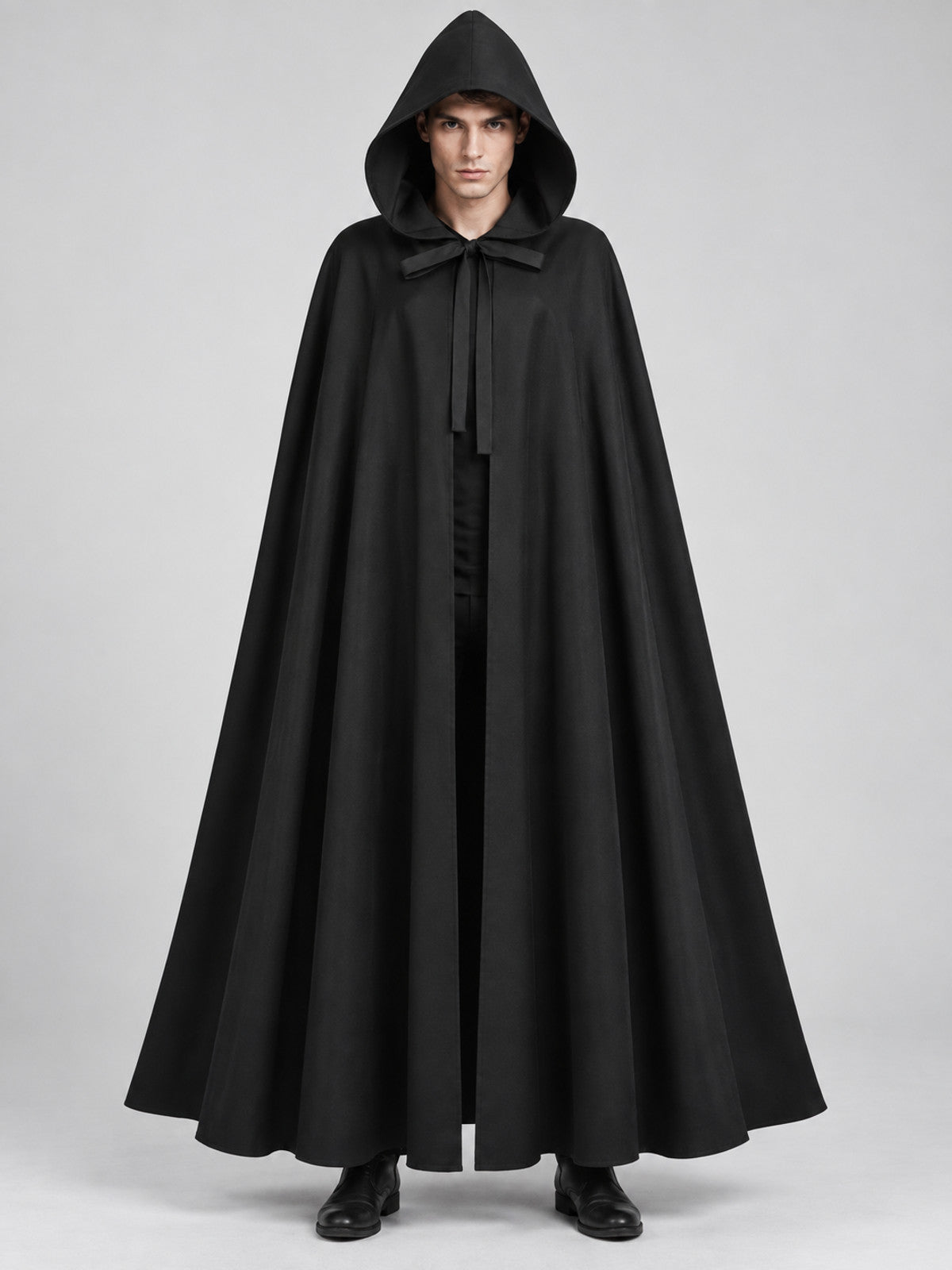 Black Long Sleeveless Hooded Cape
