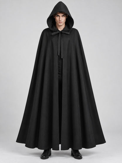 Black Long Sleeveless Hooded Cape