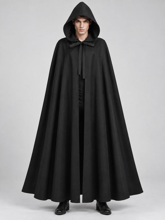 Black Long Sleeveless Hooded Cape
