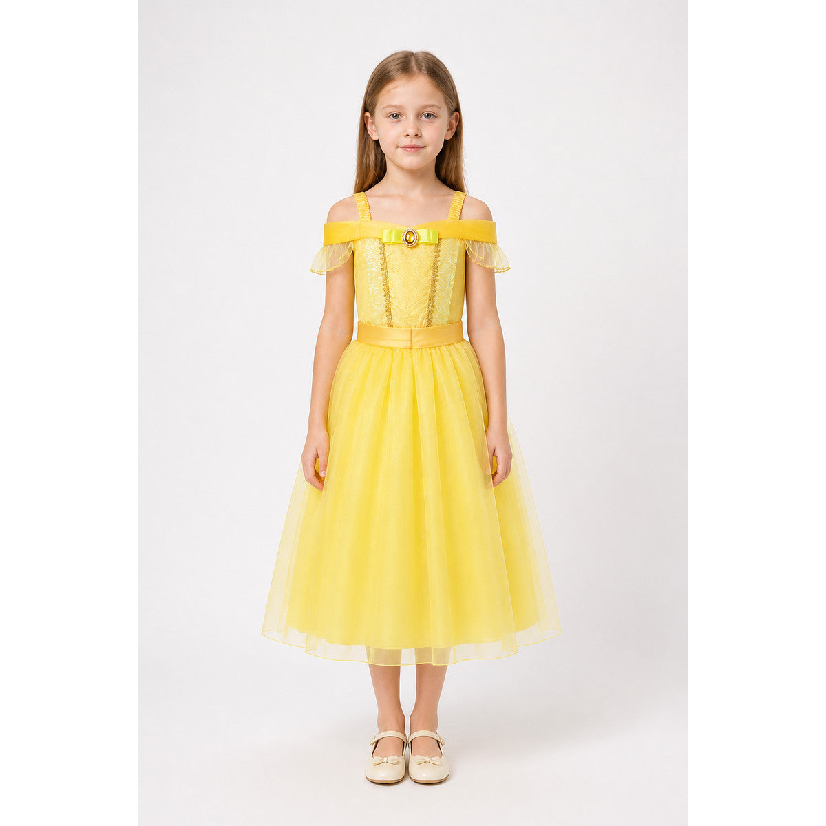Children's Yellow Carnival Dress with a Full Skirt main product view