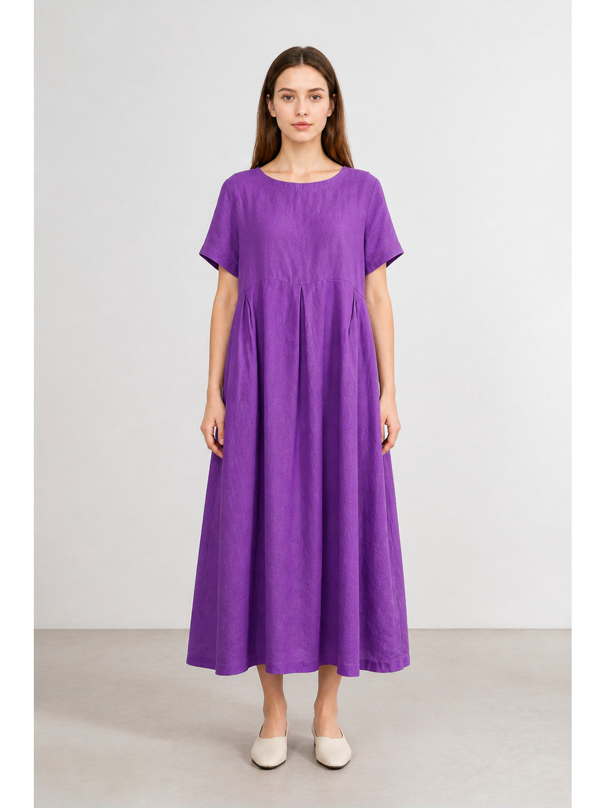 Loose A-Line Dress with Pleated Skirt main product view