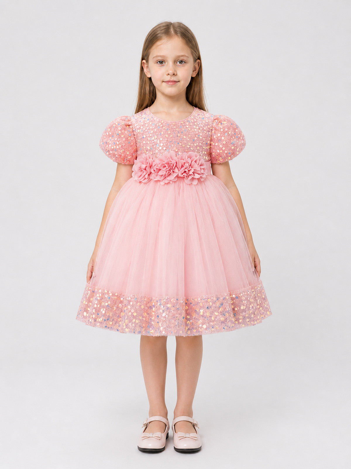 Tulle Dress with Flowers for Birthdays and Baptisms