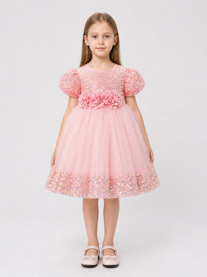 Tulle Dress with Flowers for Birthdays and Baptisms