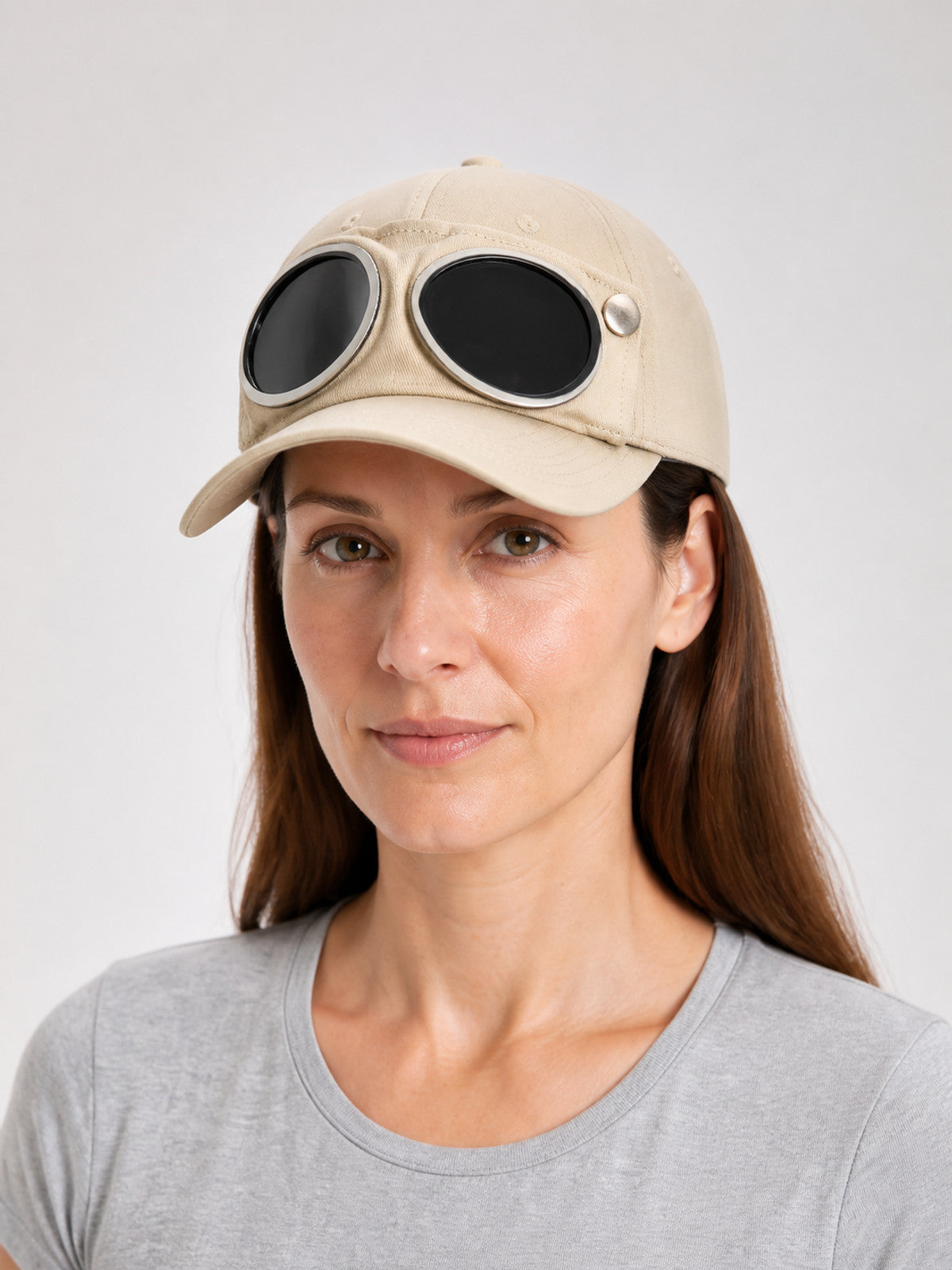 Carnival Beige Cap with Glasses