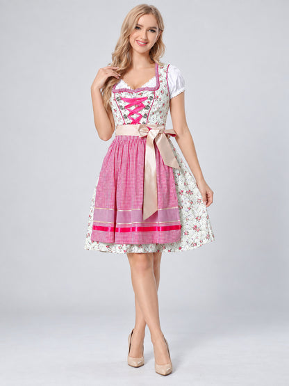 Dirndl-Style Dress with Apron and Bow