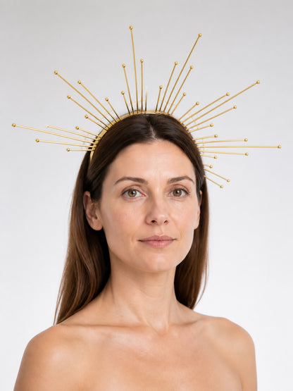 Gold Carnival Halo Headpiece with Rays