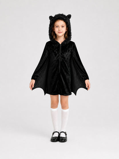 Bat Costume Jumpsuit with Hood for Cosplay on-model view