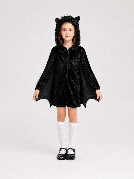 Bat Costume Jumpsuit with Hood for Cosplay on-model view