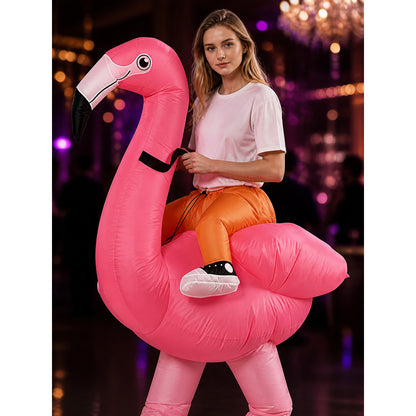 Flamingo Inflatable Costume for Adults, Fun Halloween Party Outfit on-model view