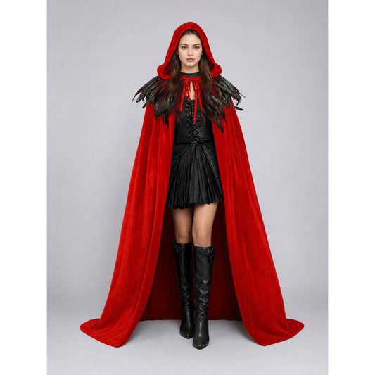Red Gothic Hooded Costume Cape