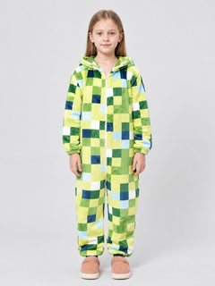 Kids' Fleece Hooded Zip-Up Pajama Jumpsuit