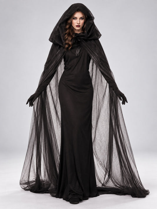 Carnival Witch Costume with Dress, Cape, and Gloves