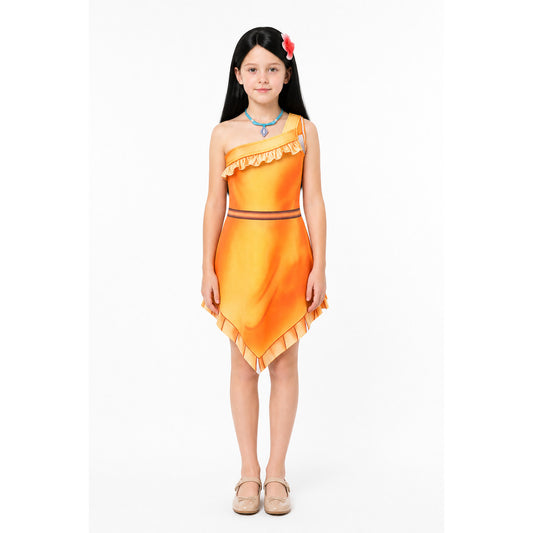 Asymmetrical Pocahontas Costume Dress for Halloween main product view