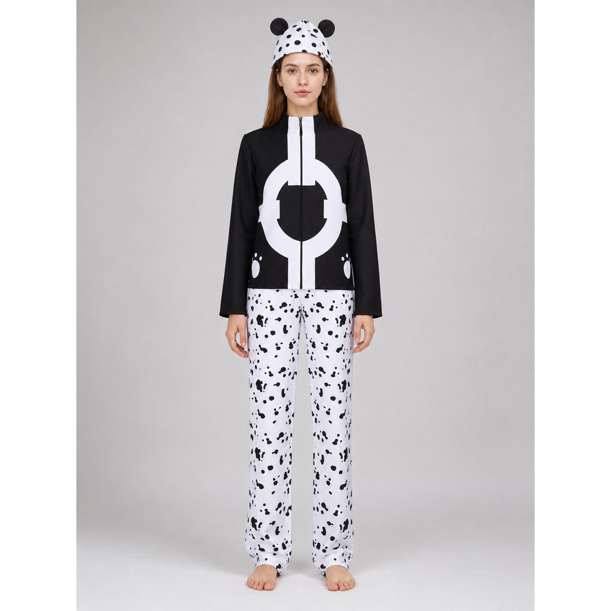 3-Piece Black and White Cosplay Costume on-model view