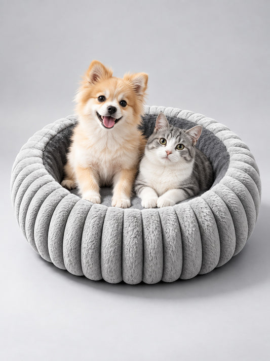 Heated Pet Bed, Gray on-model view