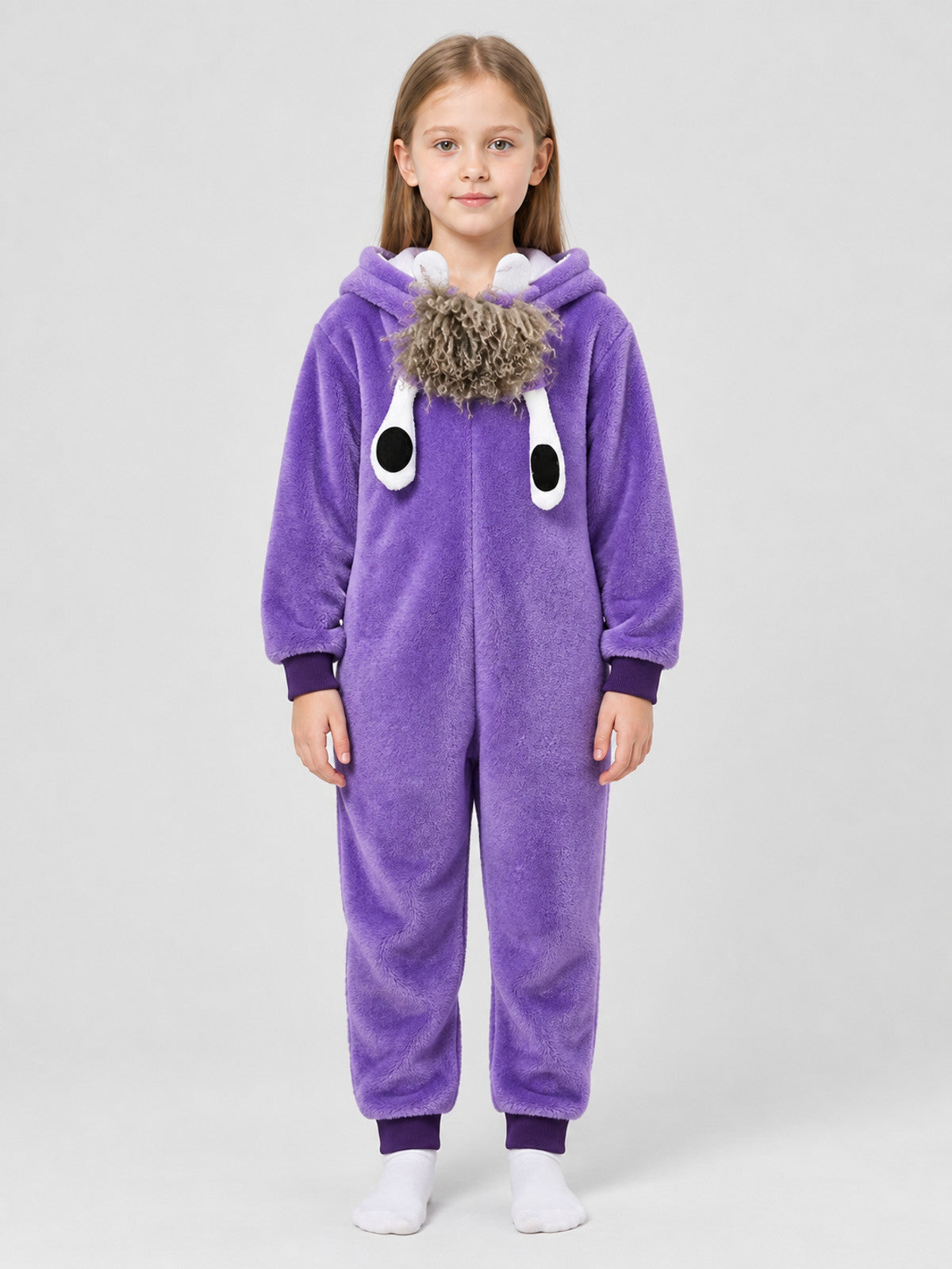 Purple Flannel Hooded Pajama Jumpsuit