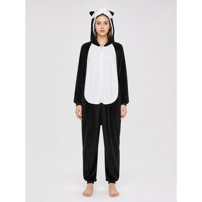 Black-and-White Husky Kigurumi with Hood and Ears