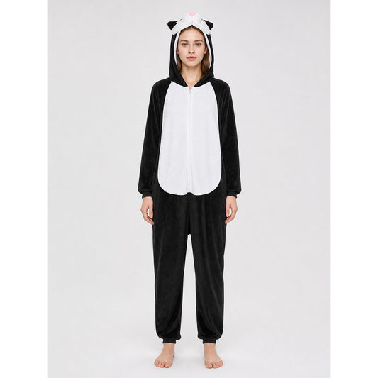 Black-and-White Husky Kigurumi with Hood and Ears