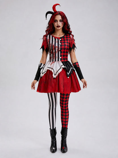 Halloween and Cosplay Harlequin Clown Costume front view