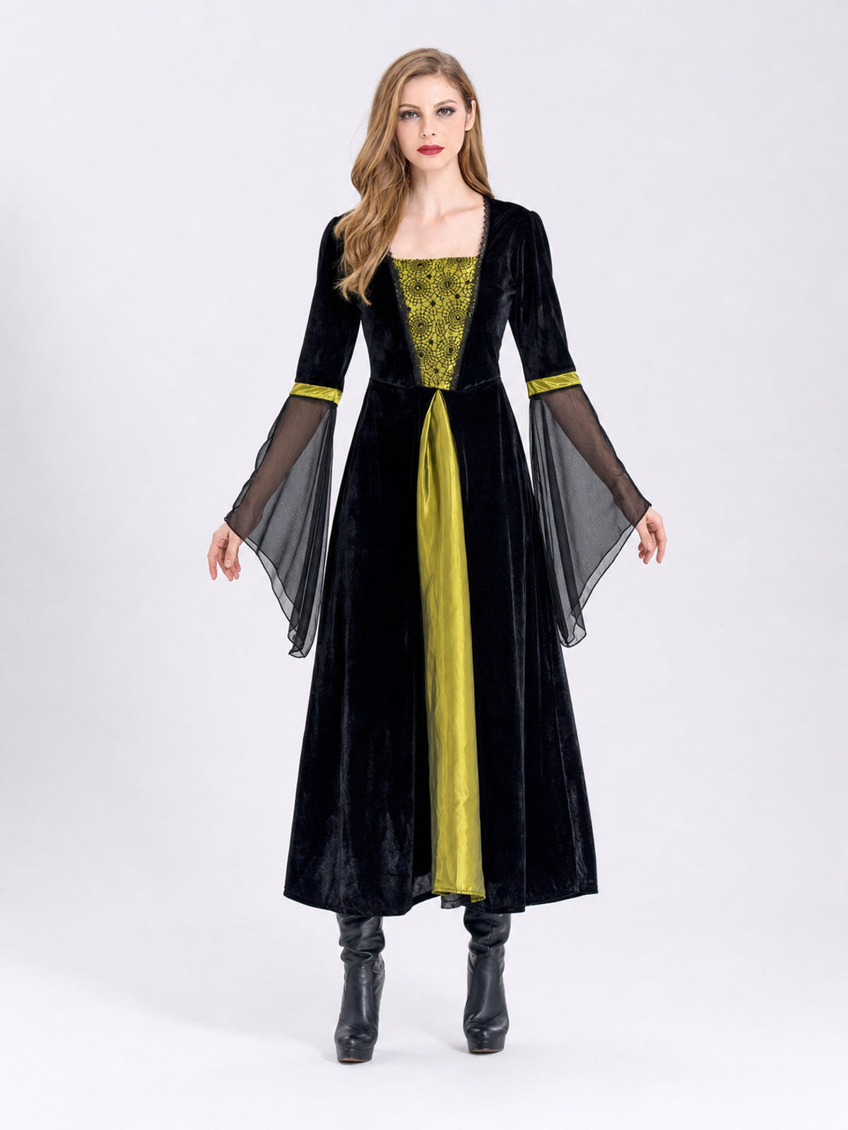 Witch Costume: Long Dress and Hat front view