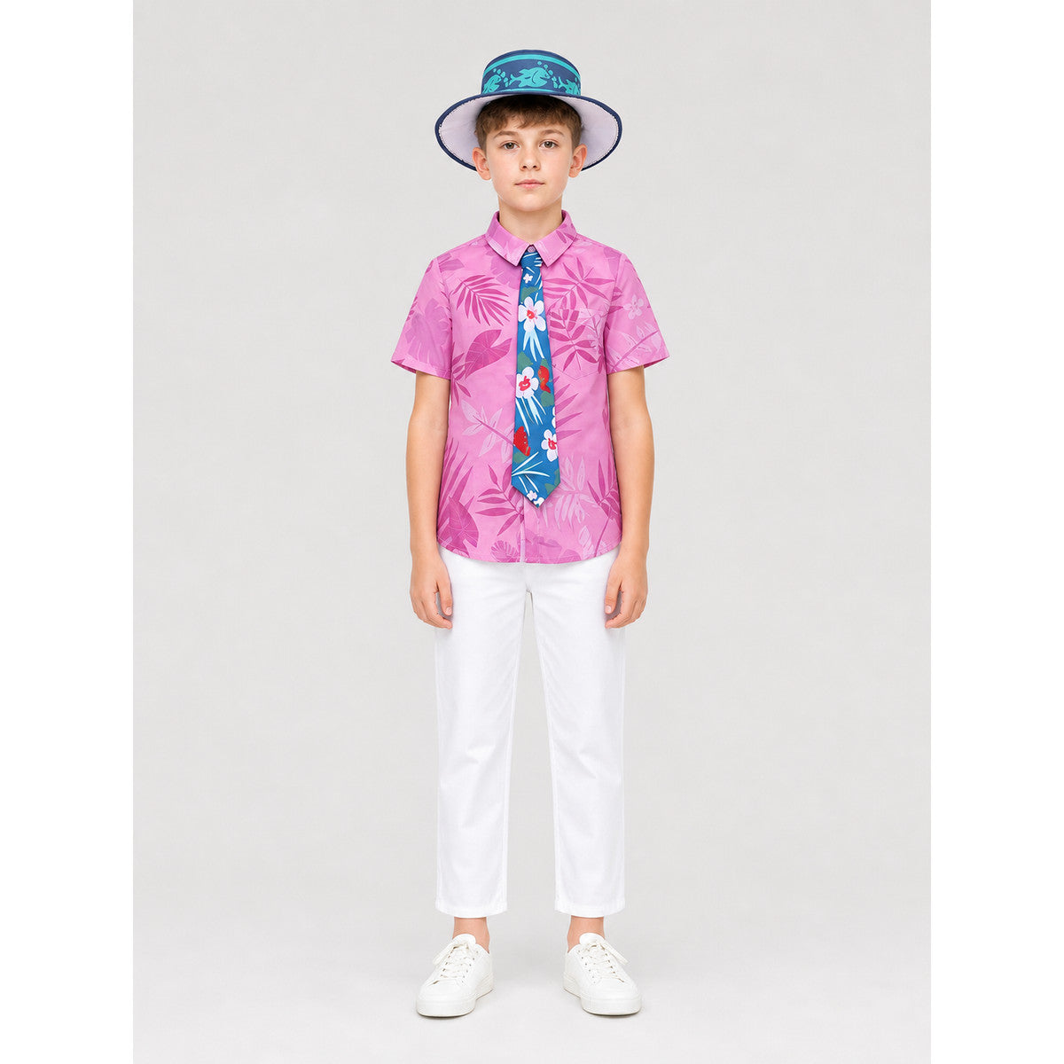 Nick Wilde Cosplay Costume, Shirt, Pants, Hat on-model view